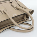 CELINE Luggage Micro Shopper Hand Bag Leather Beige Auth 187981V-7