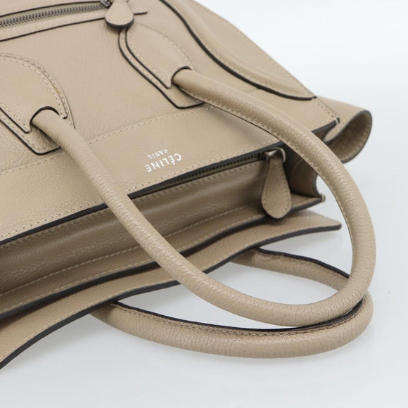 CELINE Luggage Micro Shopper Handtas Leer Beige Auth 187981V