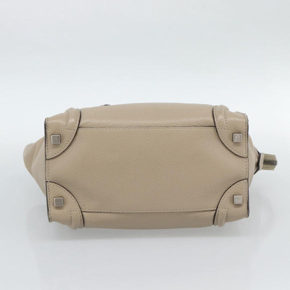 CELINE Luggage Micro Shopper Handtas Leer Beige Auth 187981V