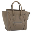 CELINE Luggage Micro Shopper Hand Bag Leather Gray Auth 187982V-1