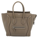 CELINE Luggage Micro Shopper Hand Bag Leather Gray Auth 187982V-13