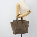 CELINE Luggage Micro Shopper Hand Bag Leather Gray Auth 187982V-25