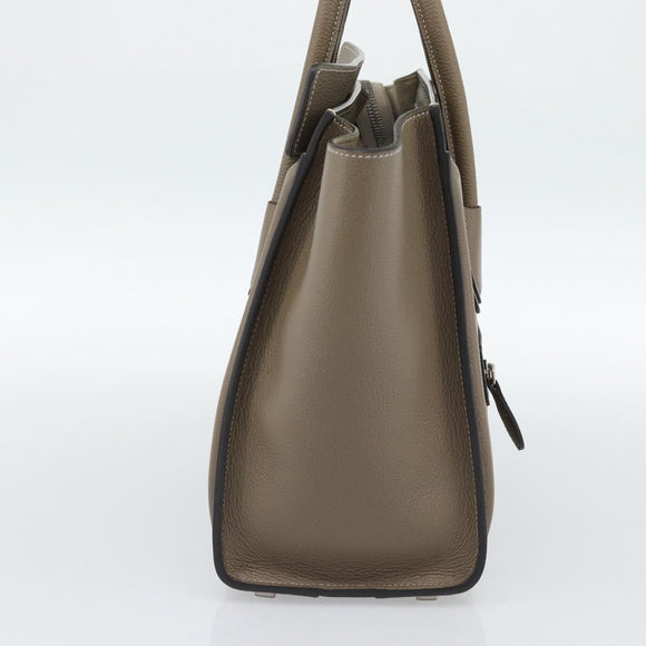 CELINE Luggage Micro Shopper Hand Bag Leather Gray Auth 187982V