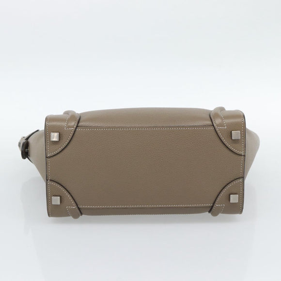 CELINE Luggage Micro Shopper Hand Bag Leather Gray Auth 187982V