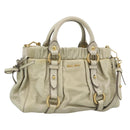 Miu Miu Leather Hand Bag 2way Beige Gold Auth 187984V-1