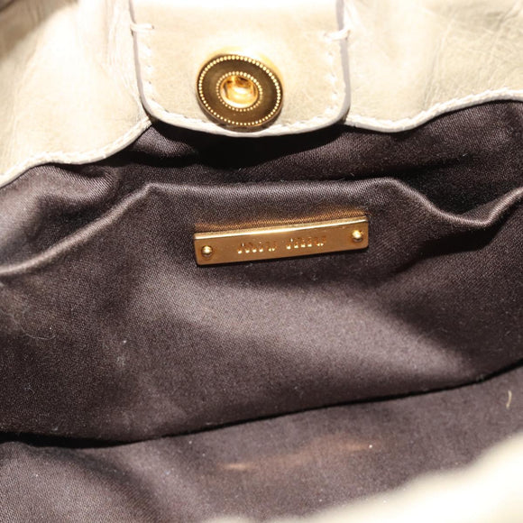 Miu Miu Leather Hand Bag 2way Beige Gold Auth 187984V