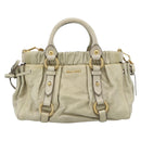 Miu Miu Leather Hand Bag 2way Beige Gold Auth 187984V-2