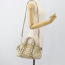 Miu Miu Leather Hand Bag 2way Beige Gold Auth 187984V-22