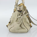 Miu Miu Leather Hand Bag 2way Beige Gold Auth 187984V-4