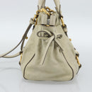 Miu Miu Leather Hand Bag 2way Beige Gold Auth 187984V-5