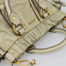 Miu Miu Leather Hand Bag 2way Beige Gold Auth 187984V-6