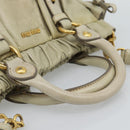 Miu Miu Leather Hand Bag 2way Beige Gold Auth 187984V-7