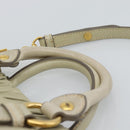 Miu Miu Leather Hand Bag 2way Beige Gold Auth 187984V-8