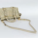 Miu Miu Leather Hand Bag 2way Beige Gold Auth 187984V-9