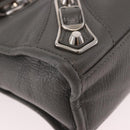 BALENCIAGA Leather Classic Metallic Edge Mini City 2way Gray Silver Auth 187985M-12