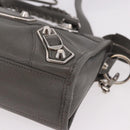 BALENCIAGA Leather Classic Metallic Edge Mini City 2way Gray Silver Auth 187985M-13