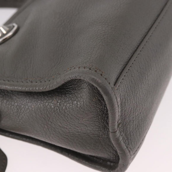 BALENCIAGA Leather Classic Metallic Edge Mini City 2way Gray Silver Auth 187985M