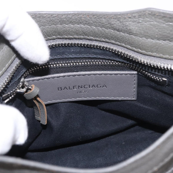 BALENCIAGA Leather Classic Metallic Edge Mini City 2way Gray Silver Auth 187985M