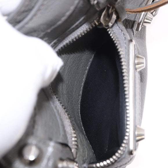 BALENCIAGA Leather Classic Metallic Edge Mini City 2way Gray Silver Auth 187985M