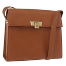 Christian Dior Shoulder Bag Leather Brown Gold Auth 187986-1