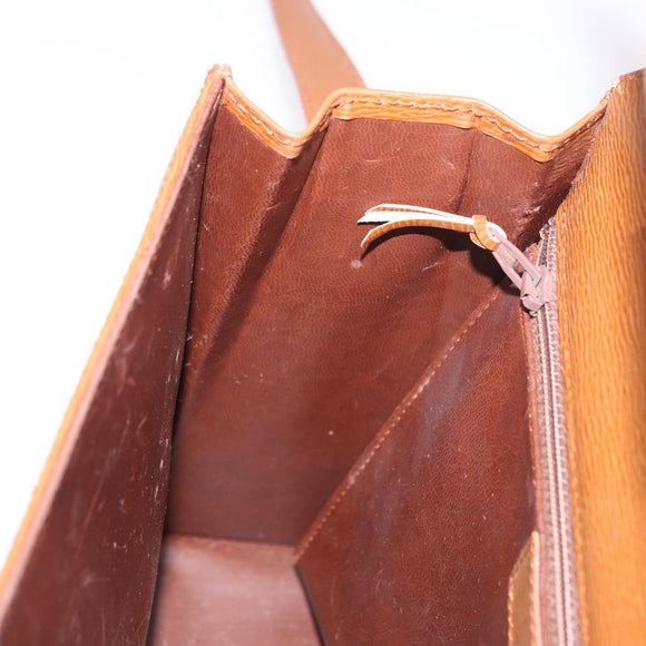 Christian Dior Schoudertas Leer Bruin Goud Auth 187986