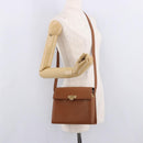 Christian Dior Schoudertas Leer Bruin Goud Auth 187986-22