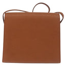Christian Dior Schoudertas Leer Bruin Goud Auth 187986-2