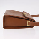 Christian Dior Schoudertas Leer Bruin Goud Auth 187986-3