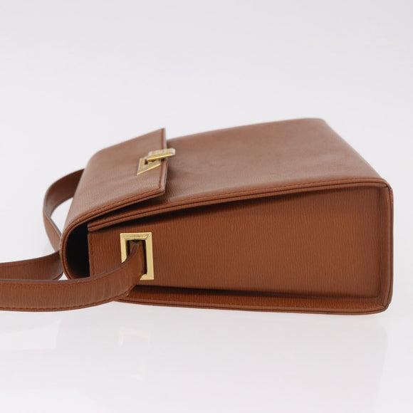 Christian Dior Schoudertas Leer Bruin Goud Auth 187986