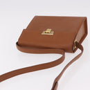 Christian Dior Schoudertas Leer Bruin Goud Auth 187986-6