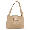 CHANEL Matelasse Caviar Skin Shoulder Bag Beige Gold CC Auth 187987M-1