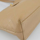 CHANEL Matelasse Caviar Skin Shoulder Bag Beige Gold CC Auth 187987M-11