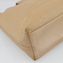 CHANEL Matelasse Caviar Skin Shoulder Bag Beige Gold CC Auth 187987M-13