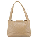 CHANEL Matelasse Caviar Skin Shoulder Bag Beige Gold CC Auth 187987M-3