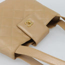 CHANEL Matelasse Caviar Skin Shoulder Bag Beige Gold CC Auth 187987M-6