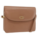 Christian Dior Shoulder Bag Leather Beige Gold Auth 187992-1