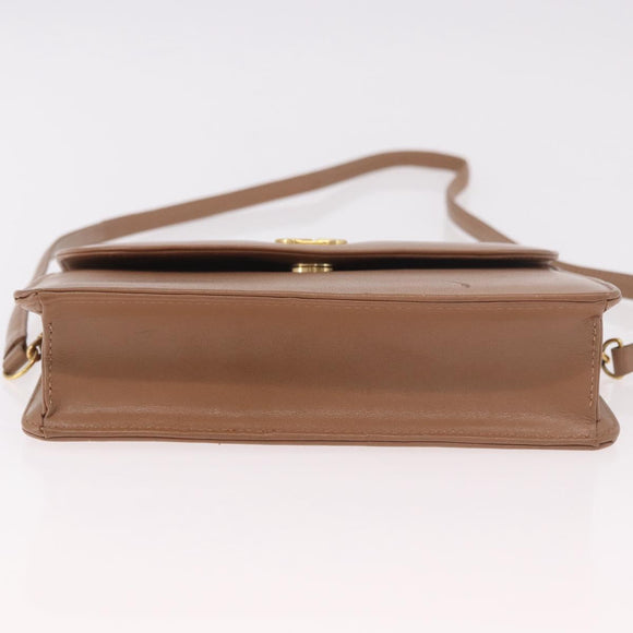 Christian Dior Shoulder Bag Leather Beige Gold Auth 187992