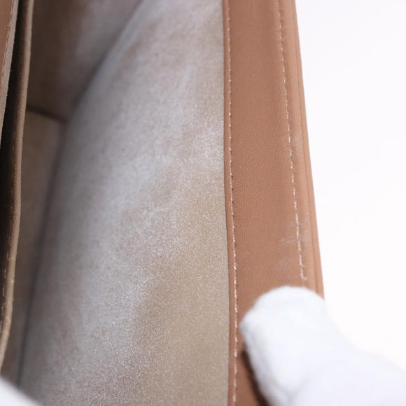 Christian Dior Shoulder Bag Leather Beige Gold Auth 187992