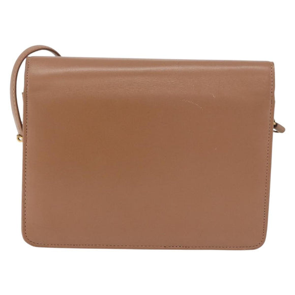 Christian Dior Shoulder Bag Leather Beige Gold Auth 187992
