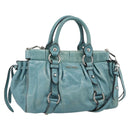 Miu Miu Hand Bag Leather 2way Blue Silver Auth 187993A-1