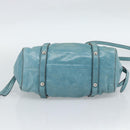Miu Miu Hand Bag Leather 2way Blue Silver Auth 187993A-5