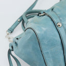 Miu Miu Hand Bag Leather 2way Blue Silver Auth 187993A-15