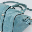 Miu Miu Hand Bag Leather 2way Blue Silver Auth 187993A-16