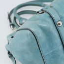 Miu Miu Hand Bag Leather 2way Blue Silver Auth 187993A-17