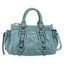 Miu Miu Hand Bag Leather 2way Blue Silver Auth 187993A-13