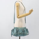 Miu Miu Hand Bag Leather 2way Blue Silver Auth 187993A-22
