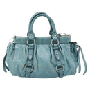 Miu Miu Hand Bag Leather 2way Blue Silver Auth 187993A-2