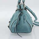 Miu Miu Hand Bag Leather 2way Blue Silver Auth 187993A-3