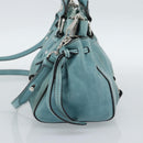 Miu Miu Hand Bag Leather 2way Blue Silver Auth 187993A-4