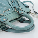 Miu Miu Hand Bag Leather 2way Blue Silver Auth 187993A-7